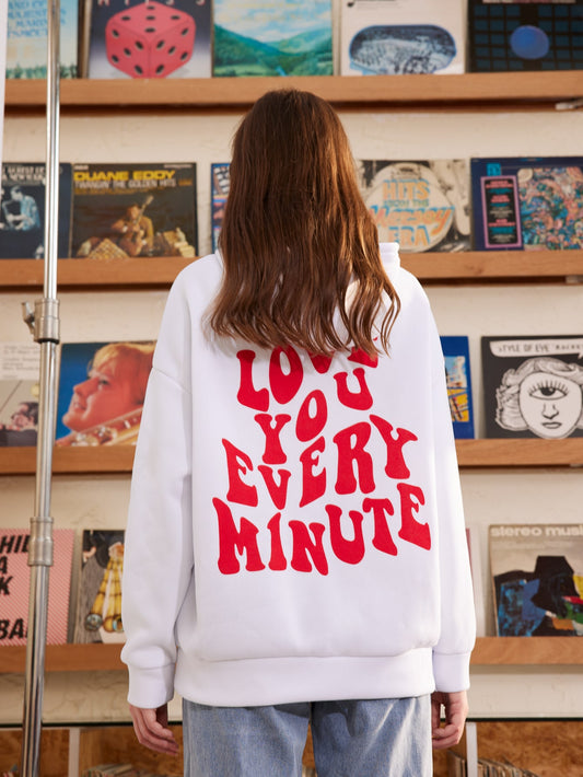 Slogan Graphic Drop Shoulder Hoodie