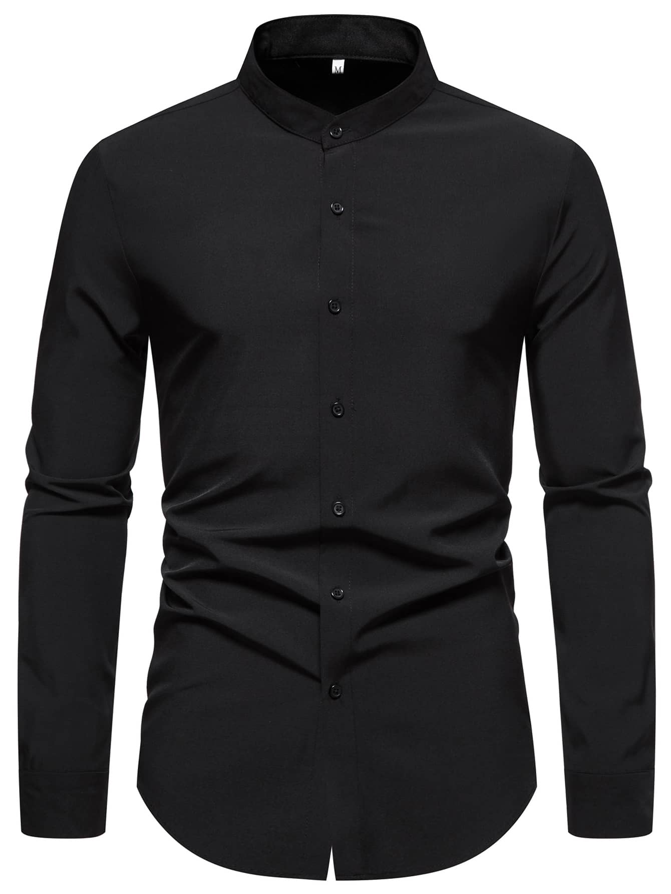 Men Solid Stand Collar Shirt