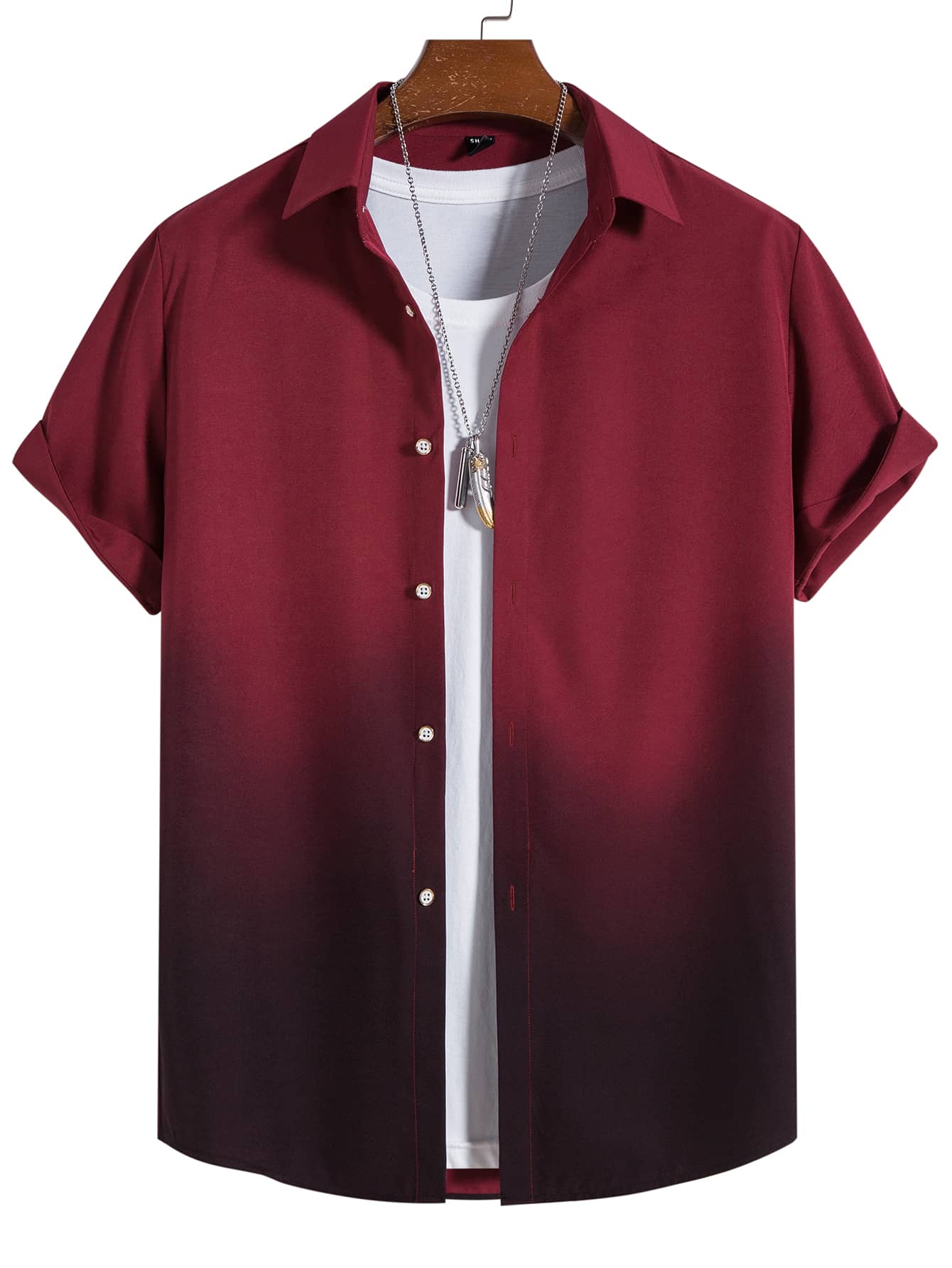 Men Ombre Button Up Shirt Without Tee