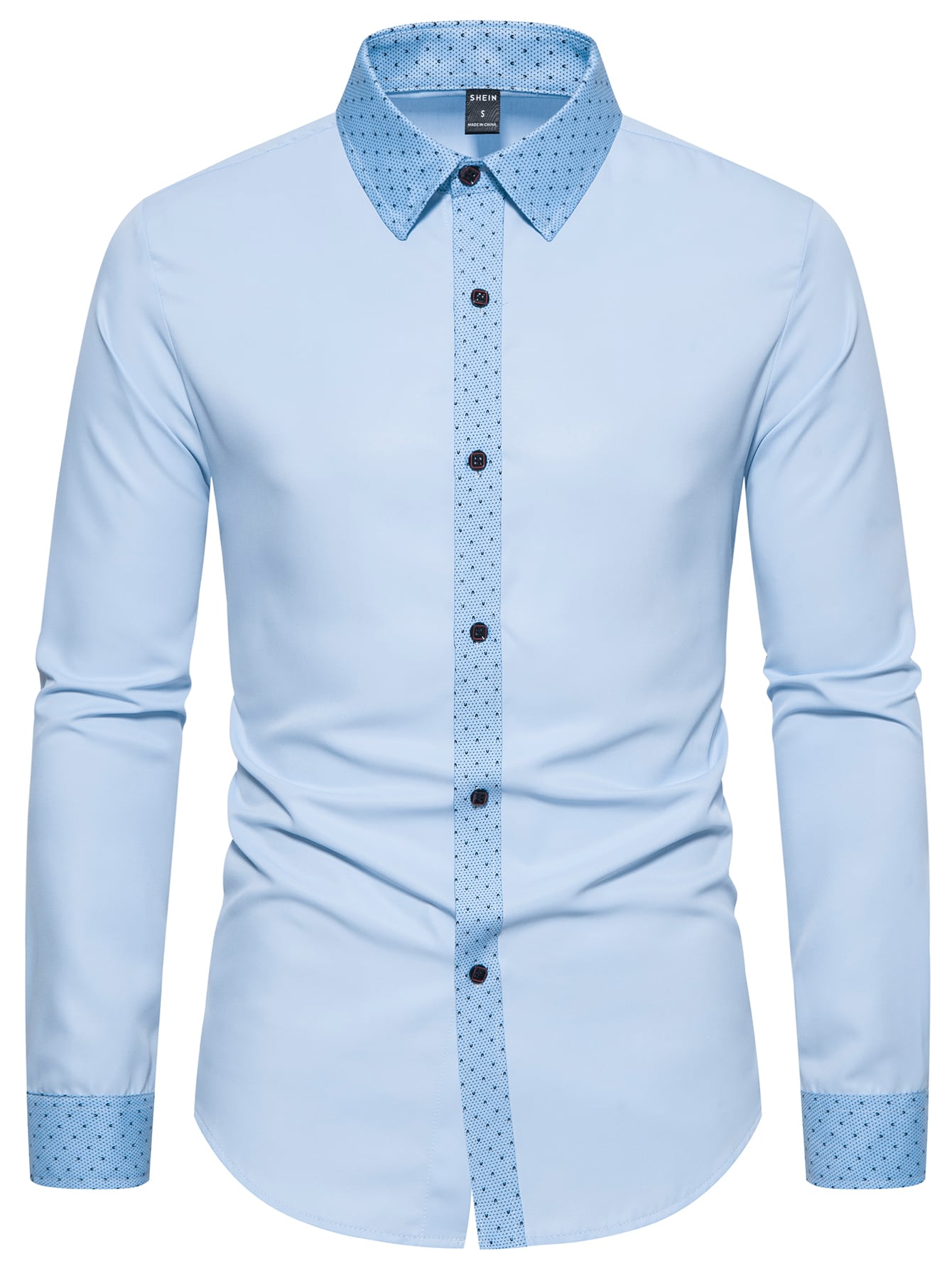 Men Contrast Trim Button Up Shirt