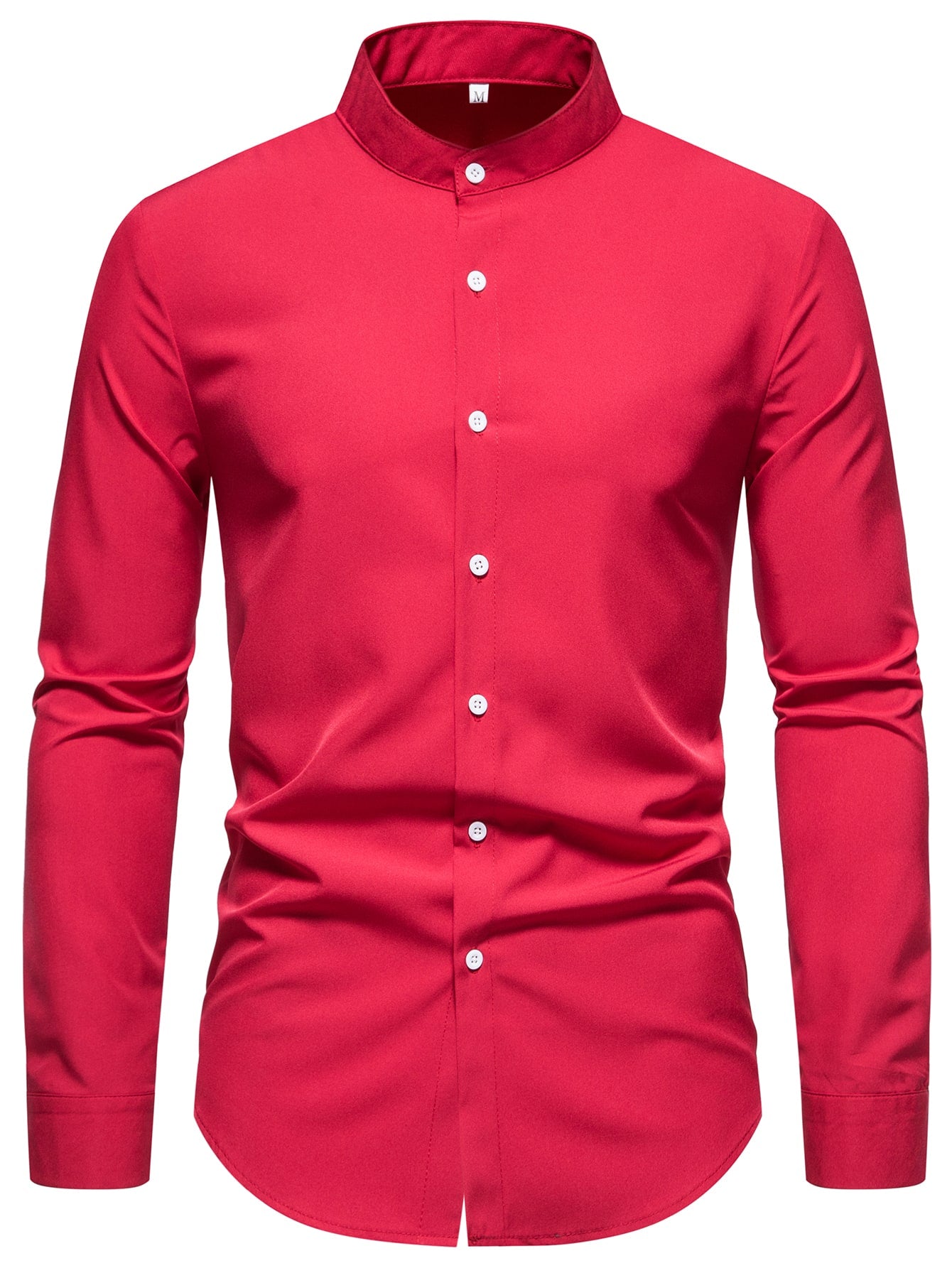 Men Solid Stand Collar Shirt