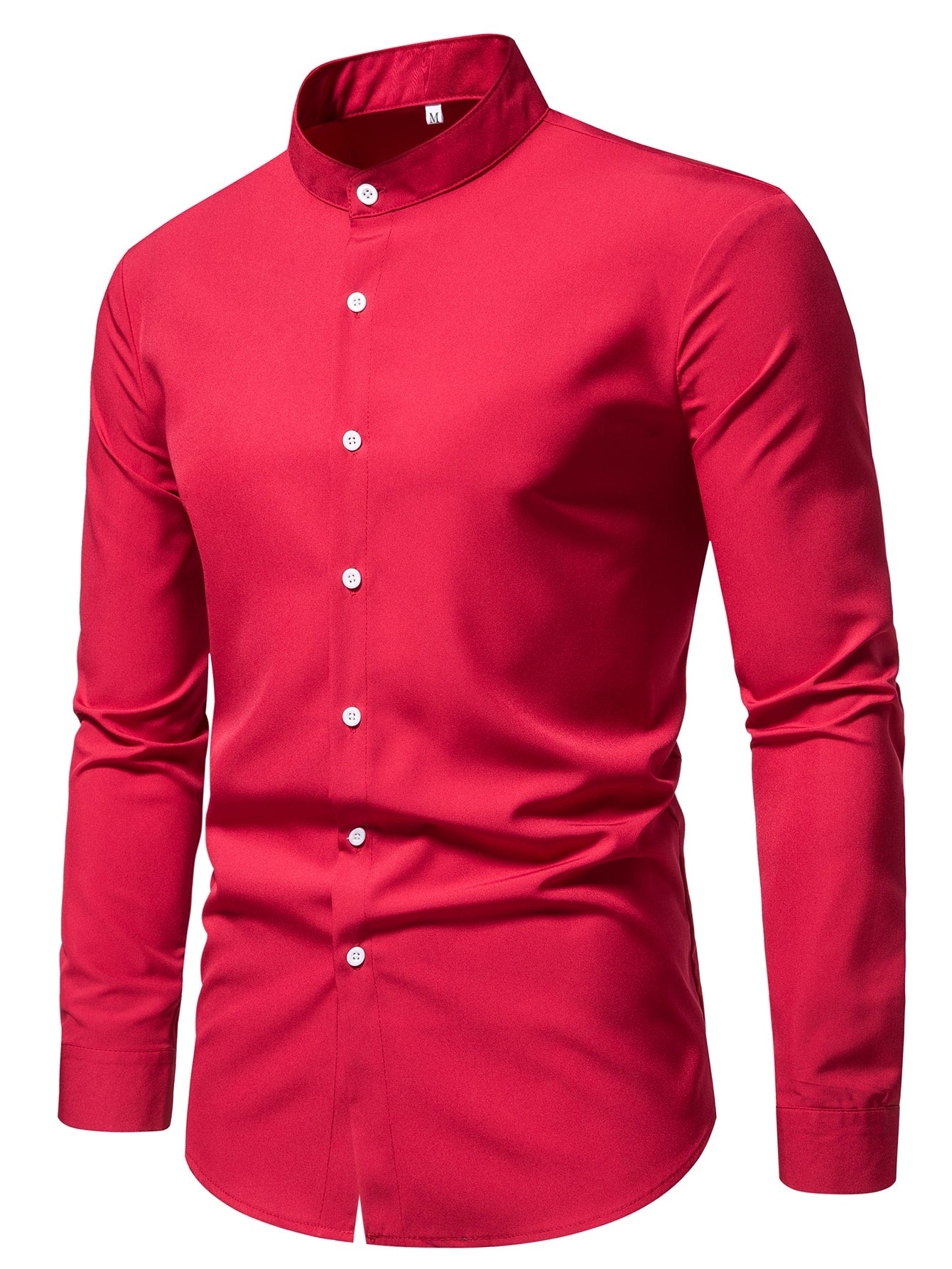 Men Solid Stand Collar Shirt