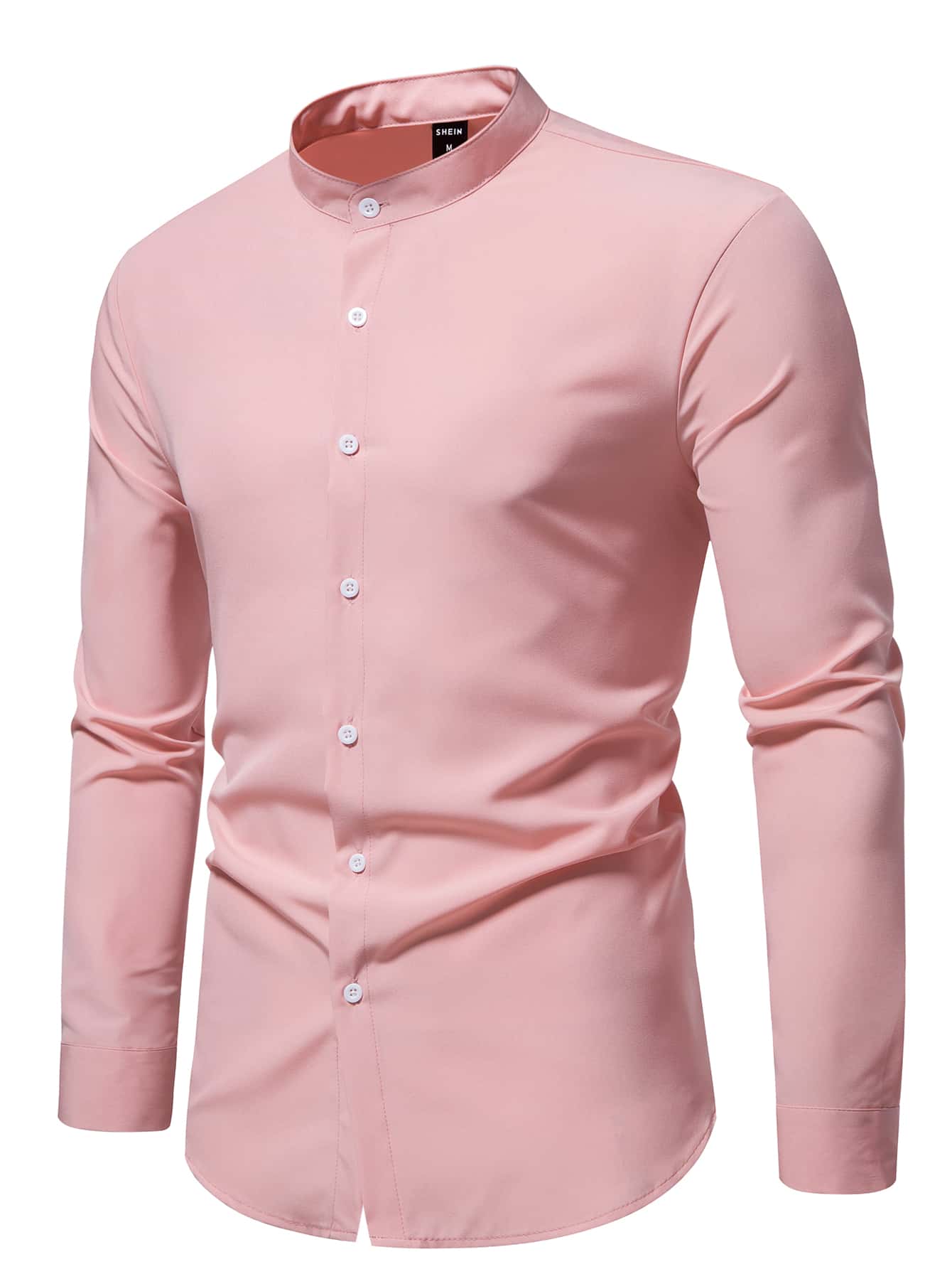 Men Solid Stand Collar Shirt