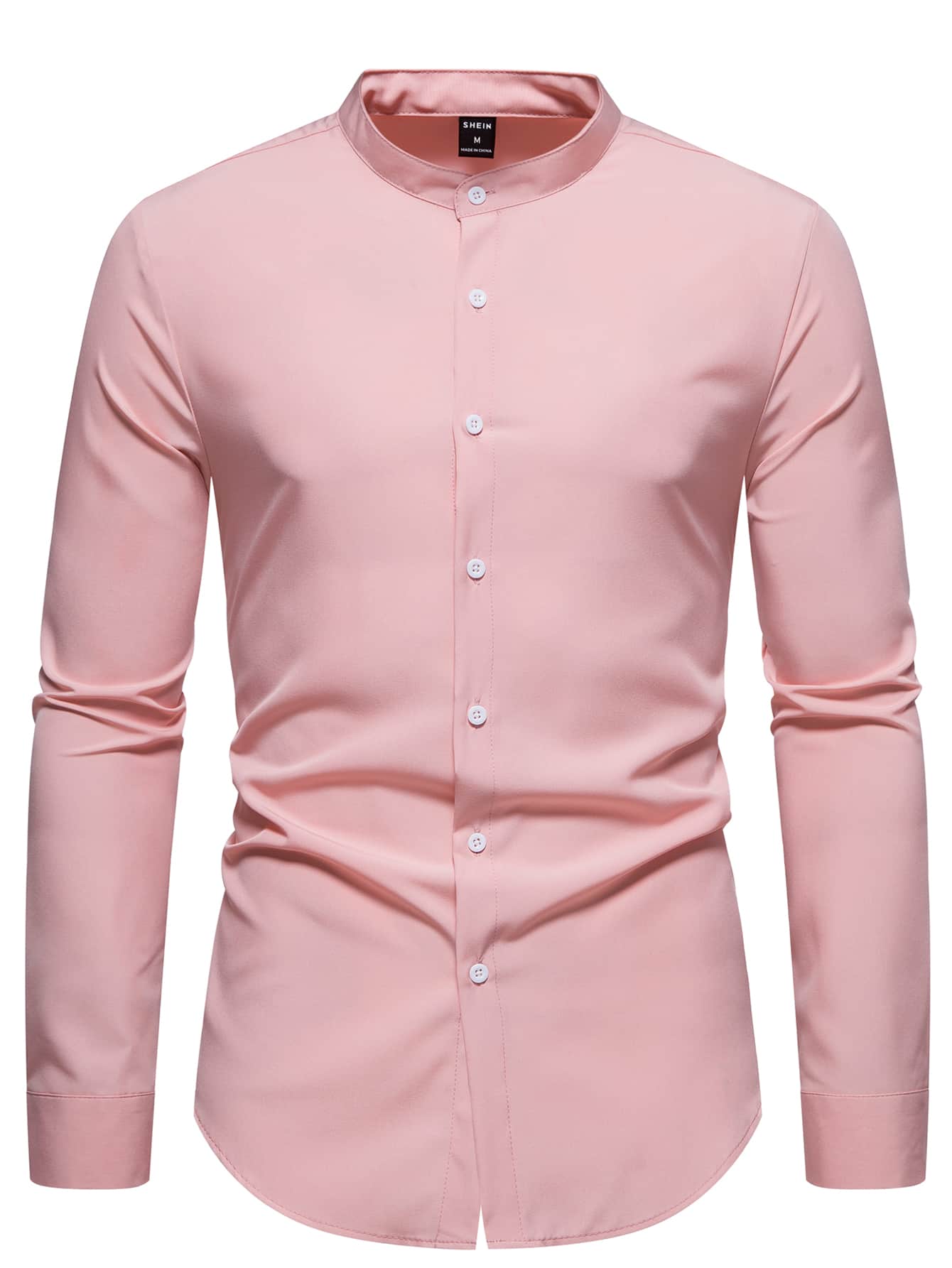 Men Solid Stand Collar Shirt