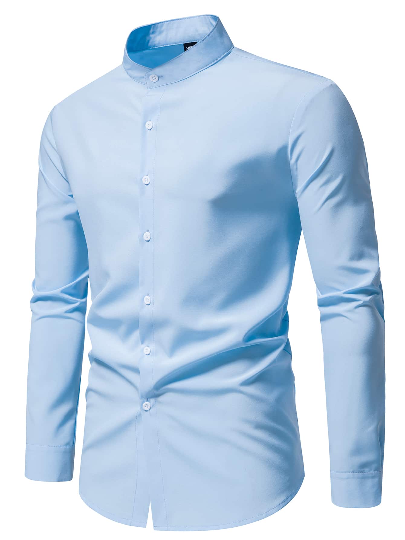 Men Solid Stand Collar Shirt