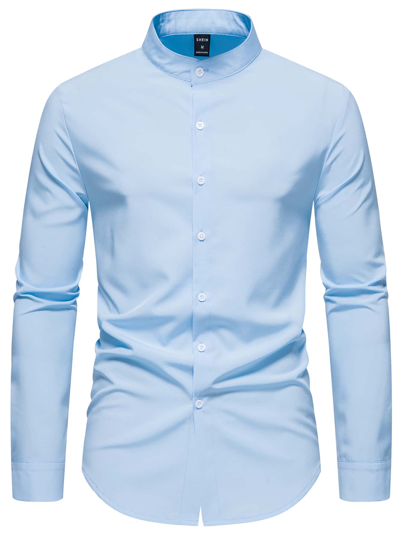 Men Solid Stand Collar Shirt