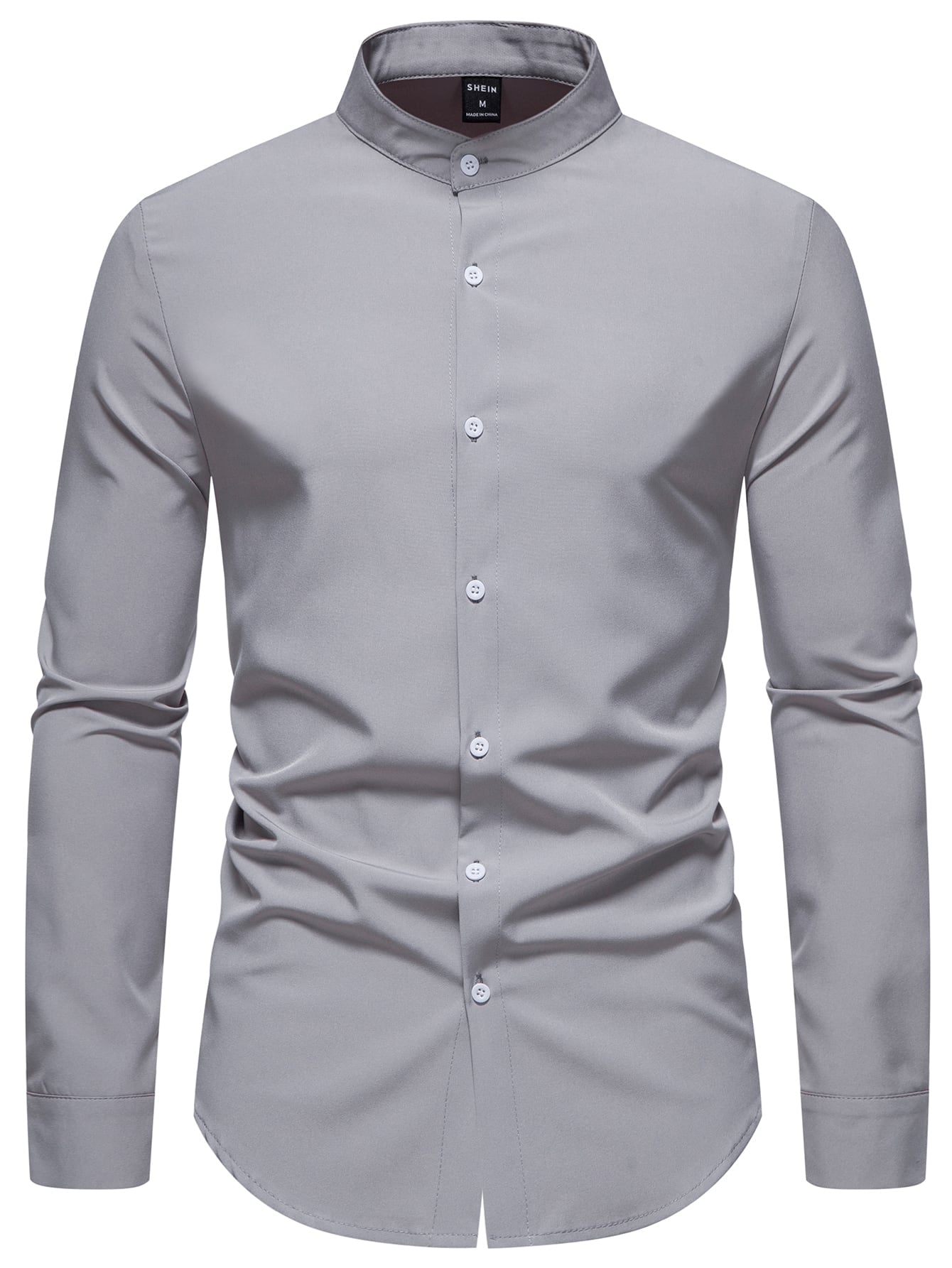 Men Solid Stand Collar Shirt