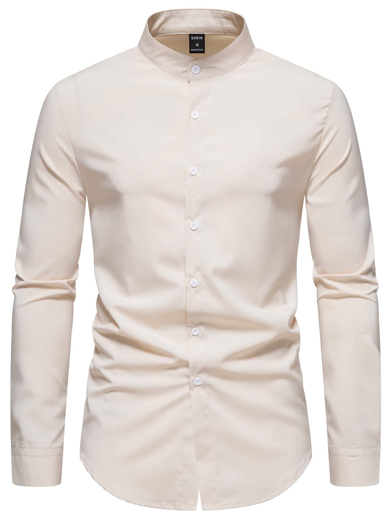 Men Solid Stand Collar Shirt