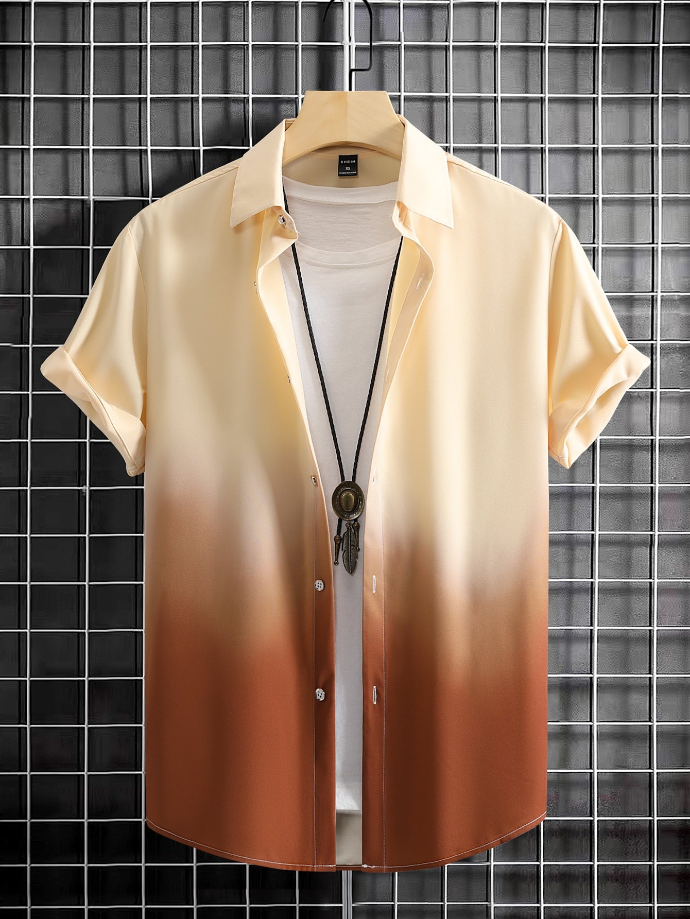 Men Ombre Button Up Shirt Without Tee