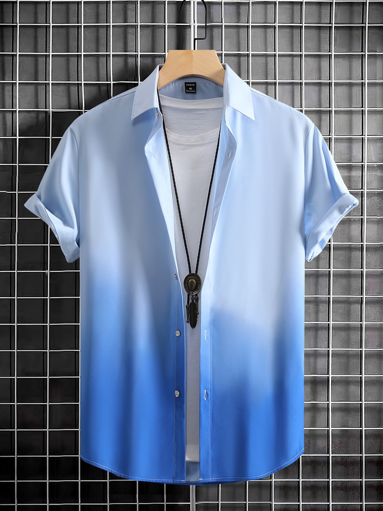 Men Ombre Button Up Shirt Without Tee