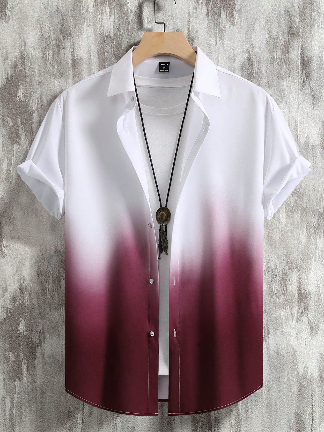 Men Ombre Button Up Shirt Without Tee