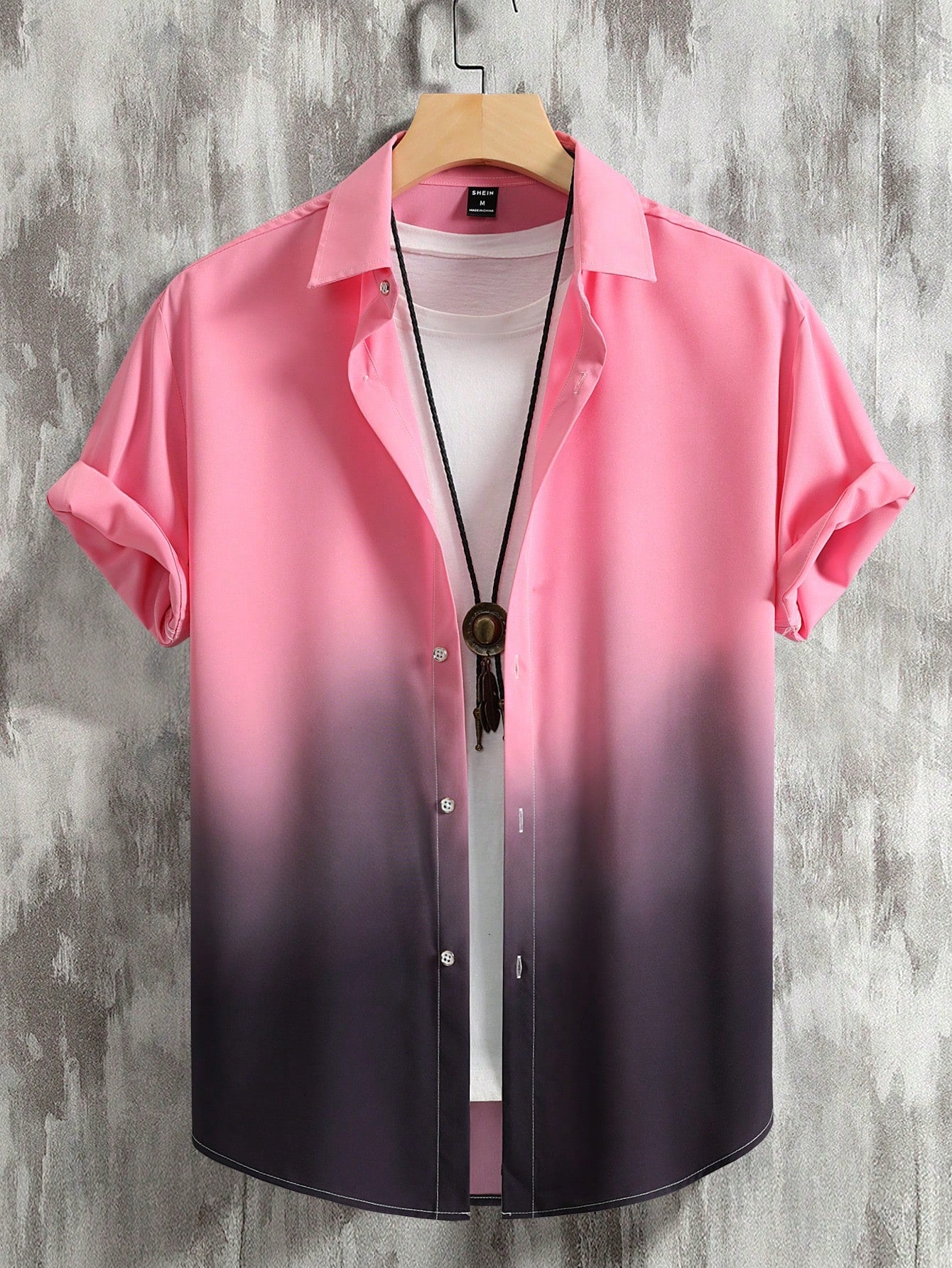 Men Ombre Button Up Shirt Without Tee