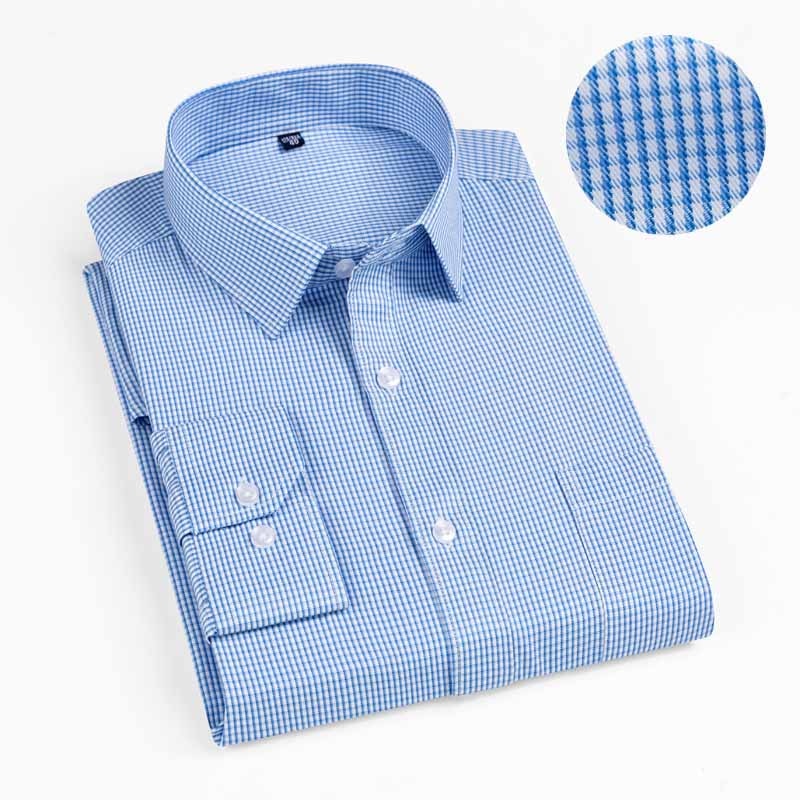 New  Autumn Men Shirt Plus Size Slim Fit 45% Cotton Plaid Men Dress Shirts Regular Long Sleeve Men&#39;s Business Casual Shirt