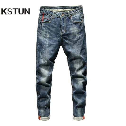 Slim Fit Jeans Men Blue Stretch Streetwear Denim Pants Casual Men&#39;s Trousers Spring And Autumn Jeans For Man Fashion Pockets