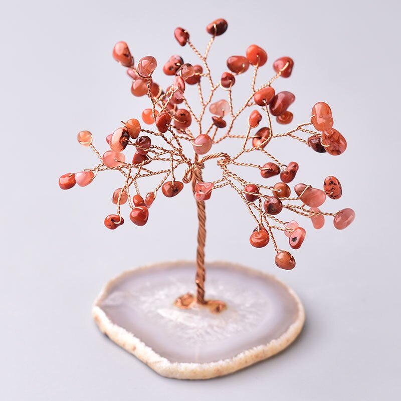 Natural Crystal Tree Amethyst Rose Quartz Aquamarine Lucky Tree Decoration Agate Slices Stone Mineral Ornaments Office decor