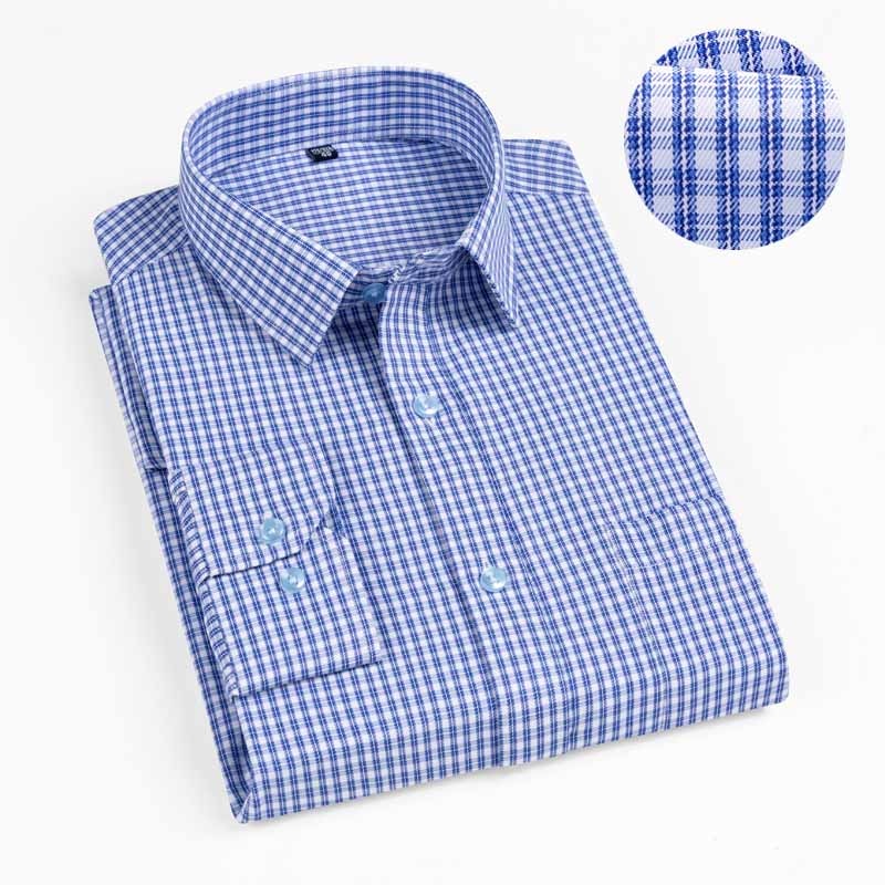 New  Autumn Men Shirt Plus Size Slim Fit 45% Cotton Plaid Men Dress Shirts Regular Long Sleeve Men&#39;s Business Casual Shirt