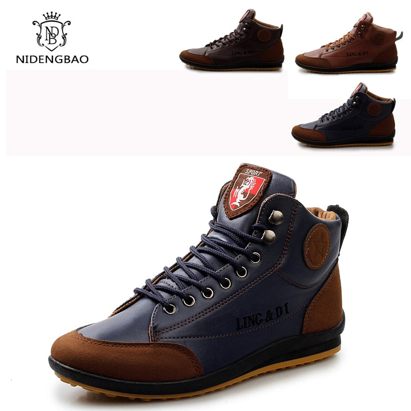 New Men Boots Fashion Men&#39;s Casual Shoes Leather Driving Shoes For Men Outdoor Walking Footwear Big Size 39-46 Zapatillas Hombre