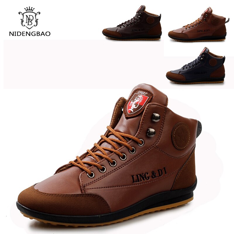 New Men Boots Fashion Men&#39;s Casual Shoes Leather Driving Shoes For Men Outdoor Walking Footwear Big Size 39-46 Zapatillas Hombre