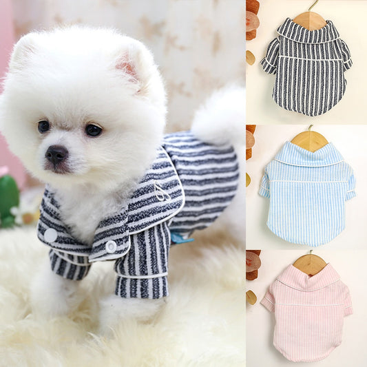 Soft Puppy Dog Pajamas Cat Sleeping Clothes Striped Pet Clothing Indoor Small Medium Dogs Cats Pajamas Bathrob Pink Perro