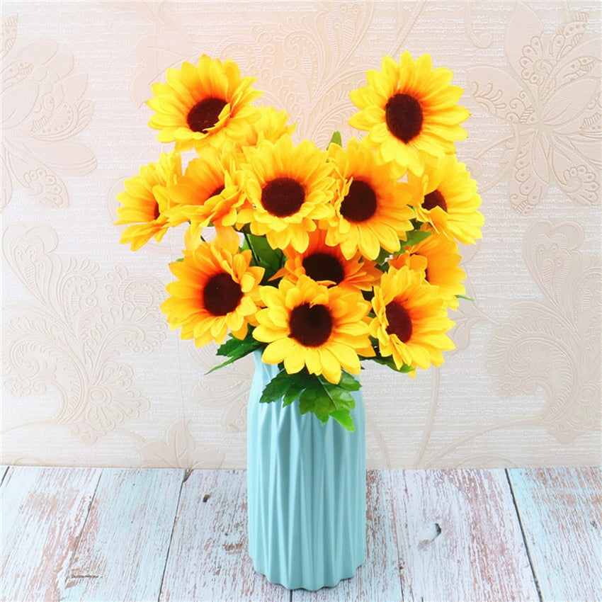 Sunflower Flower Bouquet Artificial Flowers Daisies Wedding Plant Accessories Room Home Decor Christmas party Decoration Gift