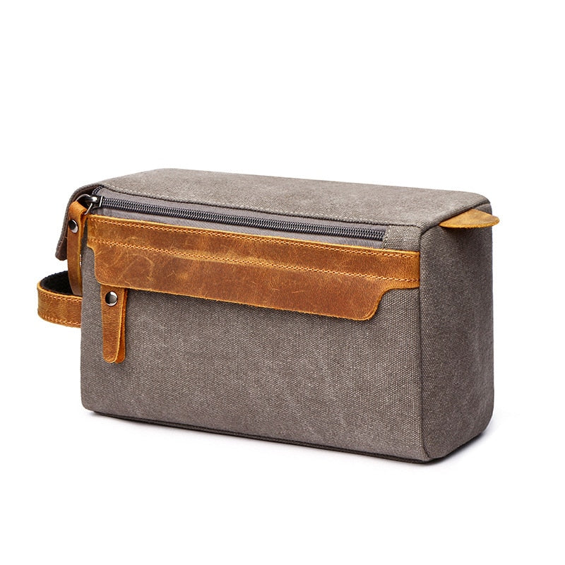 Toiletry Bag for Men Shaving Kit Bag Crazy Horse Leather Dopp Kit  Travel Shaving Bag Mens Toiletry Bag Canvas