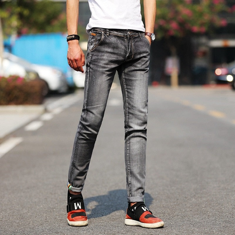 Men Stretchy Denim Skinny Green Jeans 2023 Spring Autumn Brand bLACK High Quality Fashion Jeans