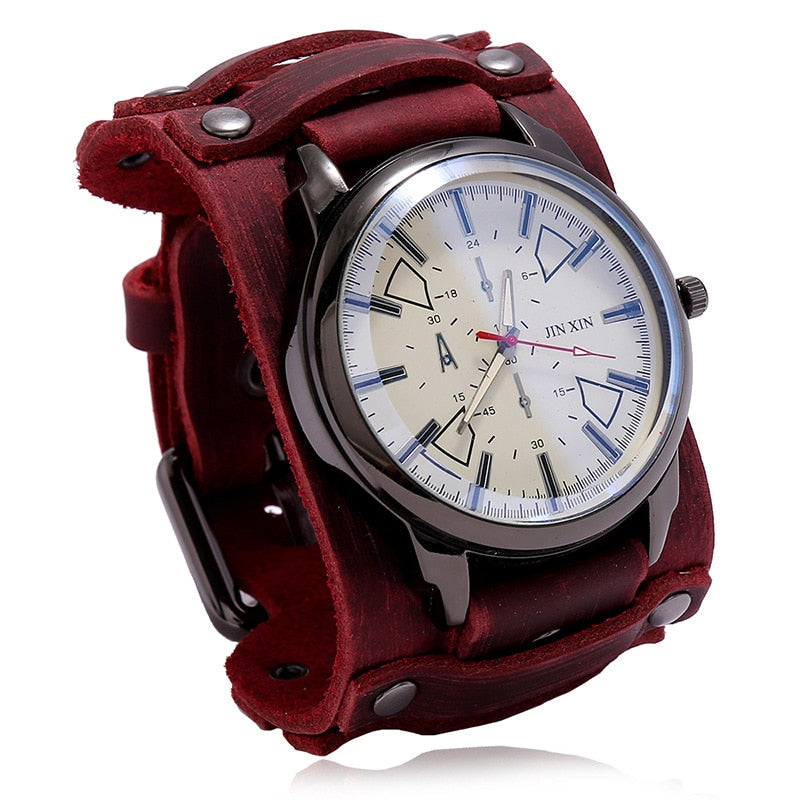 New Sport Mens Watches Male Clocks Punk Watch Leather Strap Quartz Fashion Men Watch Gift Lovers Watch 5 Color