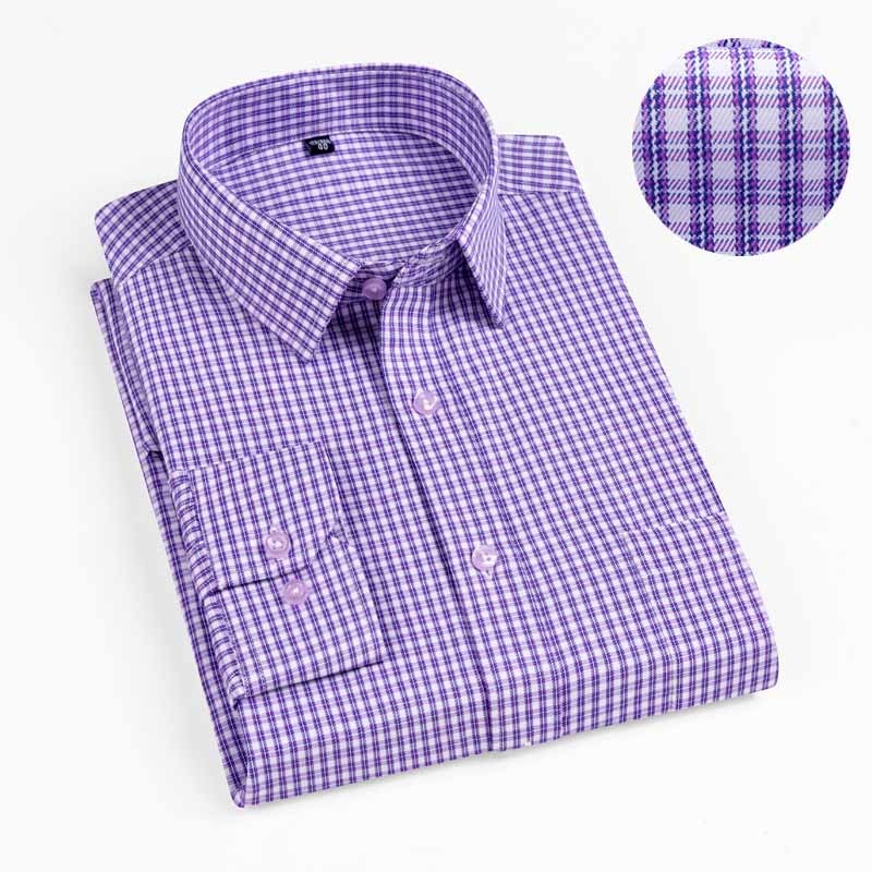 New  Autumn Men Shirt Plus Size Slim Fit 45% Cotton Plaid Men Dress Shirts Regular Long Sleeve Men&#39;s Business Casual Shirt