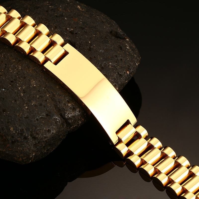 Personalized Men Bracelet Stainles Steel In Gold Color Custom Text TO MY SON Mens Accessories