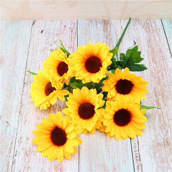 Sunflower Flower Bouquet Artificial Flowers Daisies Wedding Plant Accessories Room Home Decor Christmas party Decoration Gift