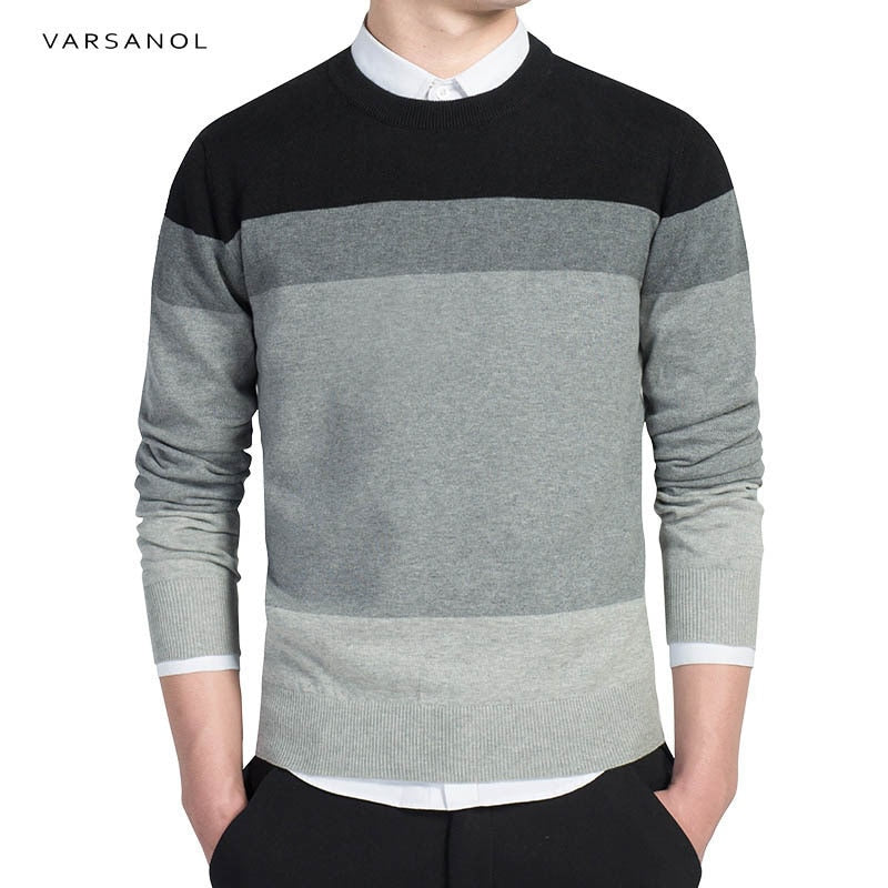 Varsanol Cotton Sweater Men Long Sleeve Pullovers Outwear Man V-Neck sweaters Tops Loose Solid Fit Knitting Clothing 8Colors New