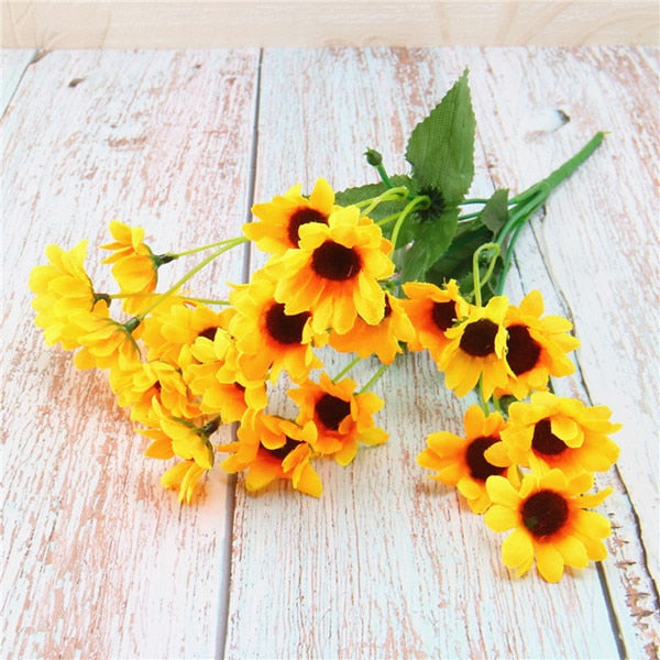 Sunflower Flower Bouquet Artificial Flowers Daisies Wedding Plant Accessories Room Home Decor Christmas party Decoration Gift