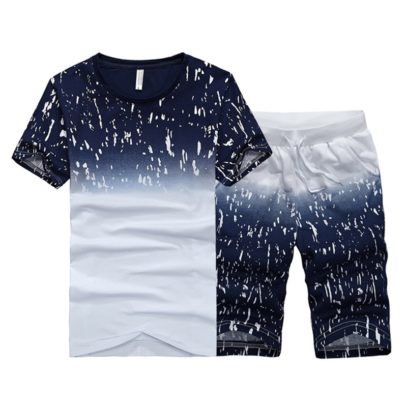 Summer New Men&#39;s Set Short Casual Suits Sportswear Mens Clothing Man Two Pieces Fashion Print Sets Male sweatshirt Men Brand 4XL