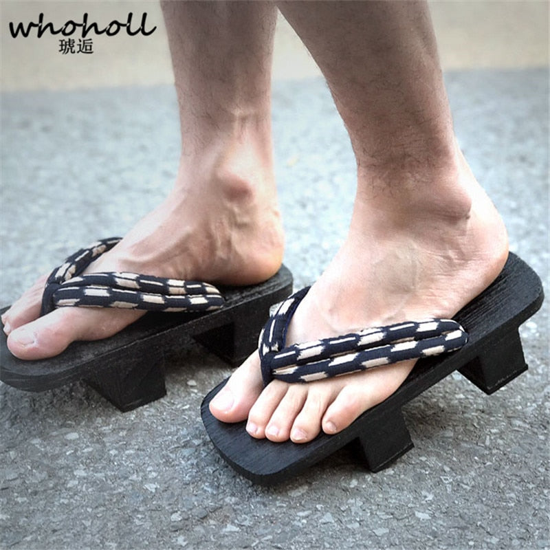 WHOHOLL Original Geta Man Women Japanese Kimono Clogs Cosplay Costumes Wooden Shoes Flip Flops Platform Two-teeth Slippers