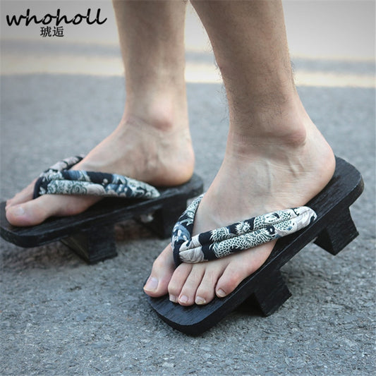 WHOHOLL Original Geta Man Women Japanese Kimono Clogs Cosplay Costumes Wooden Shoes Flip Flops Platform Two-teeth Slippers