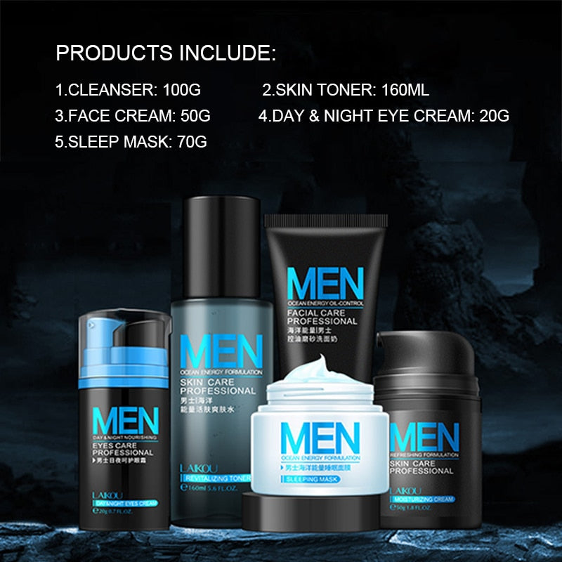 Men skin care set Face Cream eye cream Serum Skin Care Whitening Acne Treatment Moisturizing Face Care  Repair Oil Control 5pcs