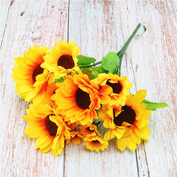 Sunflower Flower Bouquet Artificial Flowers Daisies Wedding Plant Accessories Room Home Decor Christmas party Decoration Gift