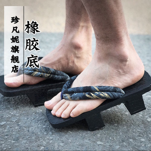 WHOHOLL Original Geta Man Women Japanese Kimono Clogs Cosplay Costumes Wooden Shoes Flip Flops Platform Two-teeth Slippers