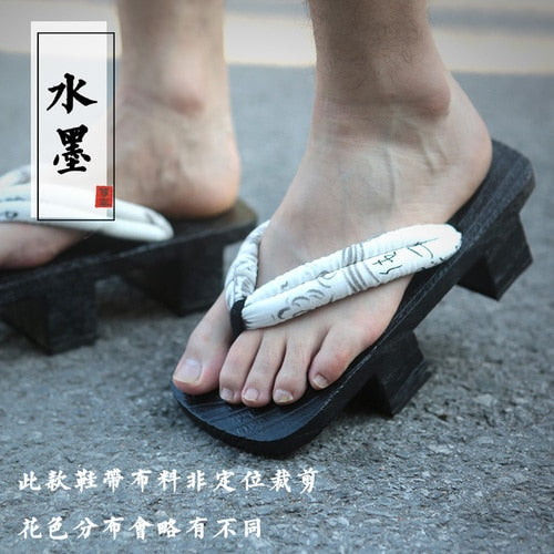 WHOHOLL Original Geta Man Women Japanese Kimono Clogs Cosplay Costumes Wooden Shoes Flip Flops Platform Two-teeth Slippers