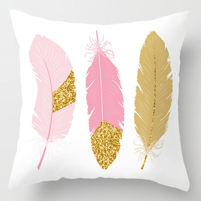 Pink Feather Pillowcase Decorative Sofa Cushion Case Bed Pillow Cover Home Decor Car Cushion Cover Cute Pillow Case 45*45cm