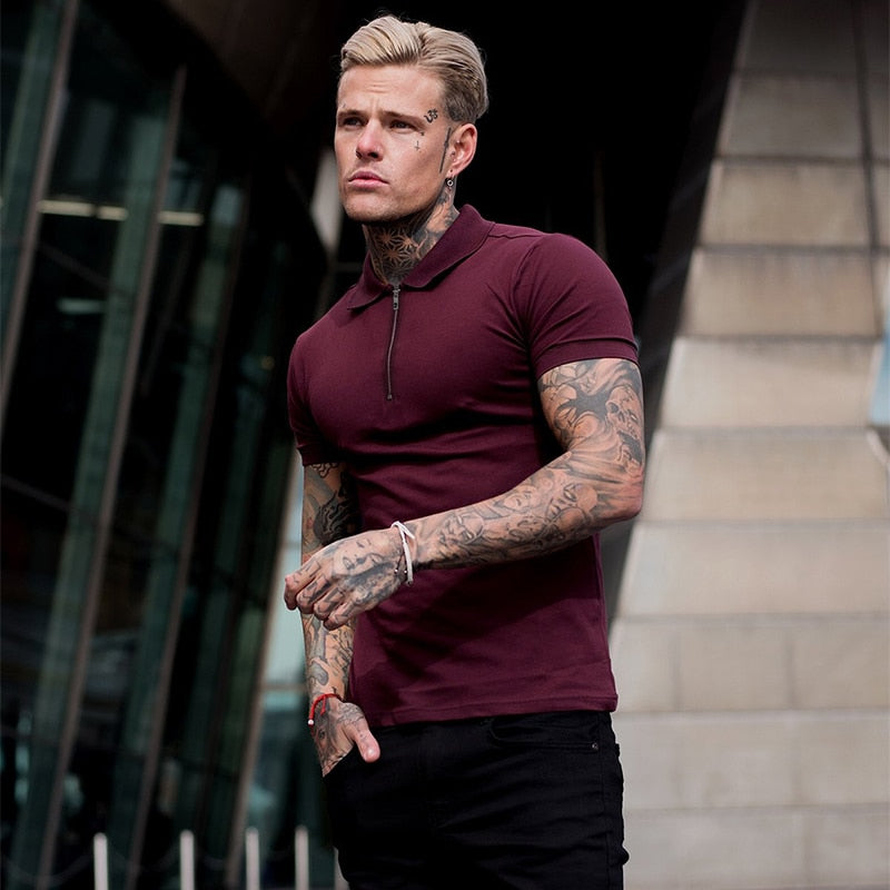 Mens Summer Solid Polo Shirt Short Sleeve Slim Fit Polos Fashion Streetwear Tops Men Cotton Fitness Sports Casual Golf Shirts