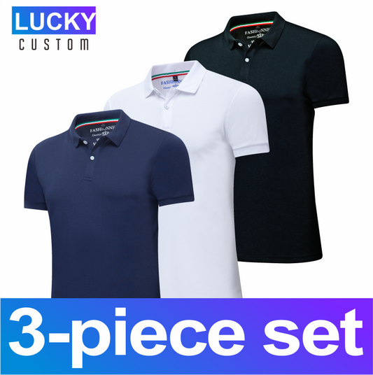 Men&#39;s Quick Dry Short Sleeve Breathable Sports Performance Polo Shirt 3 Piece - Classic Slim Selectable Yardage