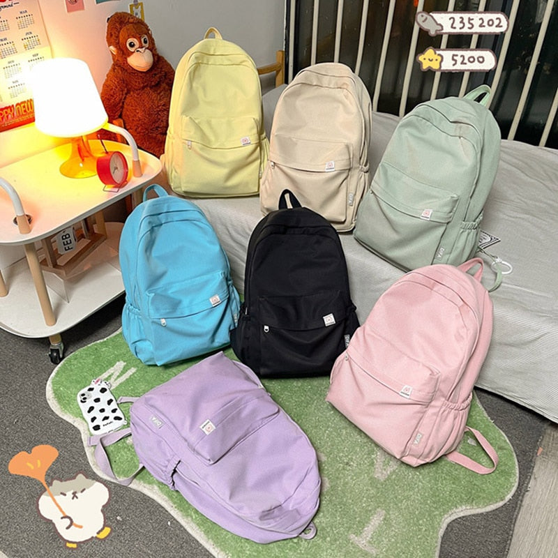 New Waterproof Nylon Women Backpack Female Travel Bag Backpacks Schoolbag for Teenage Girls Solid Color Bookbag Mochila Bookbag