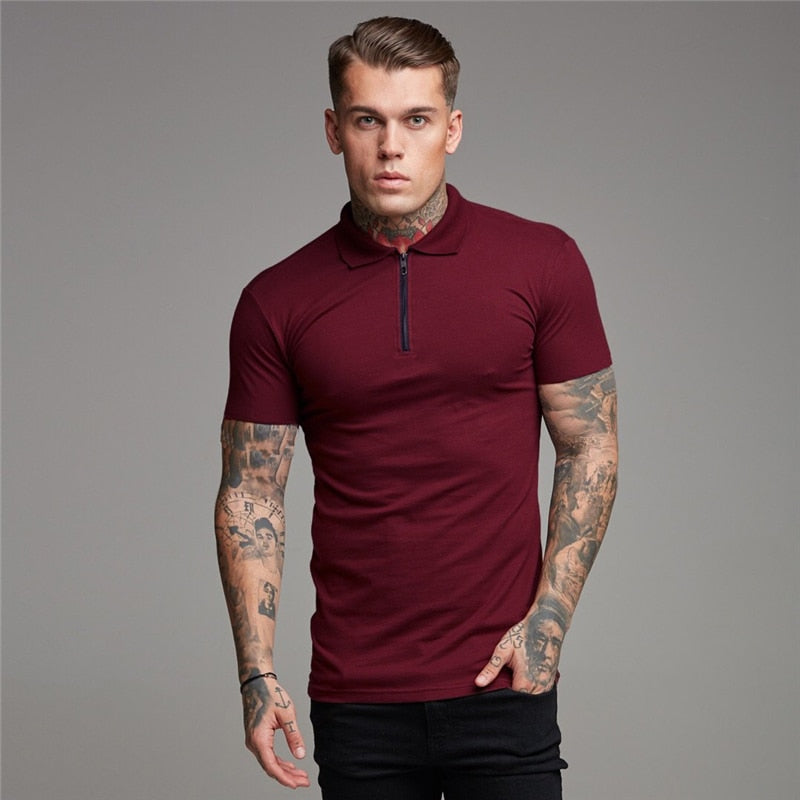 Mens Summer Solid Polo Shirt Short Sleeve Slim Fit Polos Fashion Streetwear Tops Men Cotton Fitness Sports Casual Golf Shirts