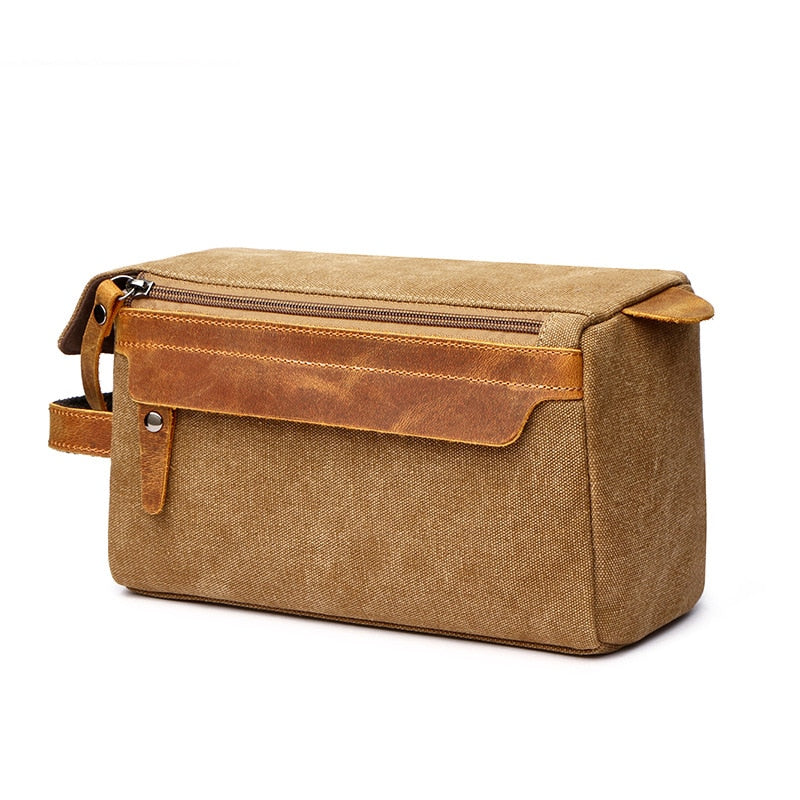 Toiletry Bag for Men Shaving Kit Bag Crazy Horse Leather Dopp Kit  Travel Shaving Bag Mens Toiletry Bag Canvas