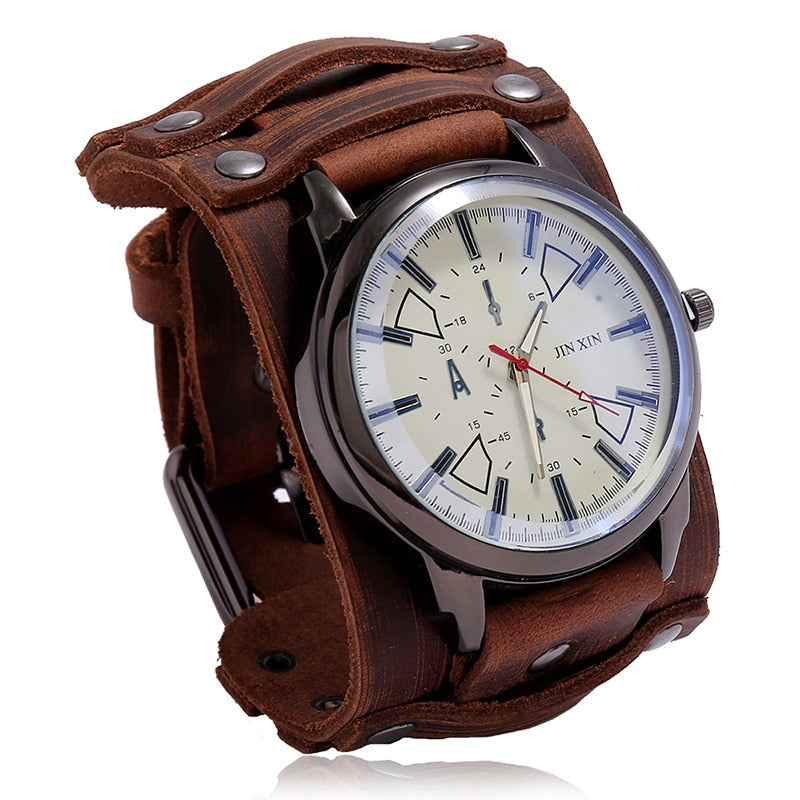 New Sport Mens Watches Male Clocks Punk Watch Leather Strap Quartz Fashion Men Watch Gift Lovers Watch 5 Color