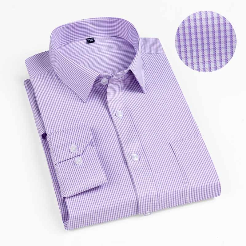 New  Autumn Men Shirt Plus Size Slim Fit 45% Cotton Plaid Men Dress Shirts Regular Long Sleeve Men&#39;s Business Casual Shirt