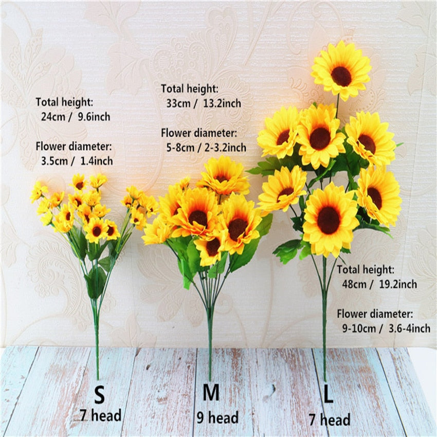 Sunflower Flower Bouquet Artificial Flowers Daisies Wedding Plant Accessories Room Home Decor Christmas party Decoration Gift