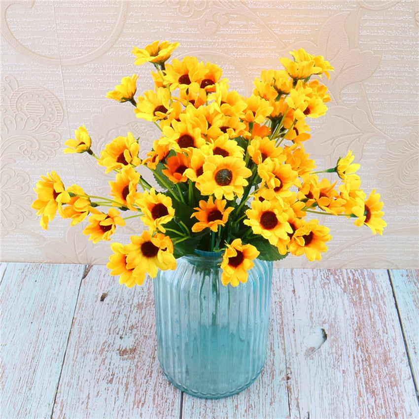 Sunflower Flower Bouquet Artificial Flowers Daisies Wedding Plant Accessories Room Home Decor Christmas party Decoration Gift