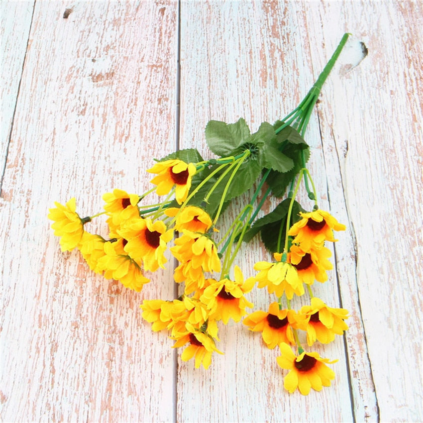 Sunflower Flower Bouquet Artificial Flowers Daisies Wedding Plant Accessories Room Home Decor Christmas party Decoration Gift